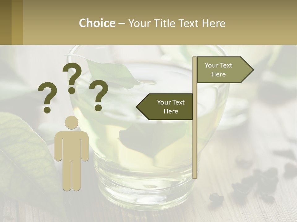 Two Glasses Of Green Tea With Leaves On A Table PowerPoint Template