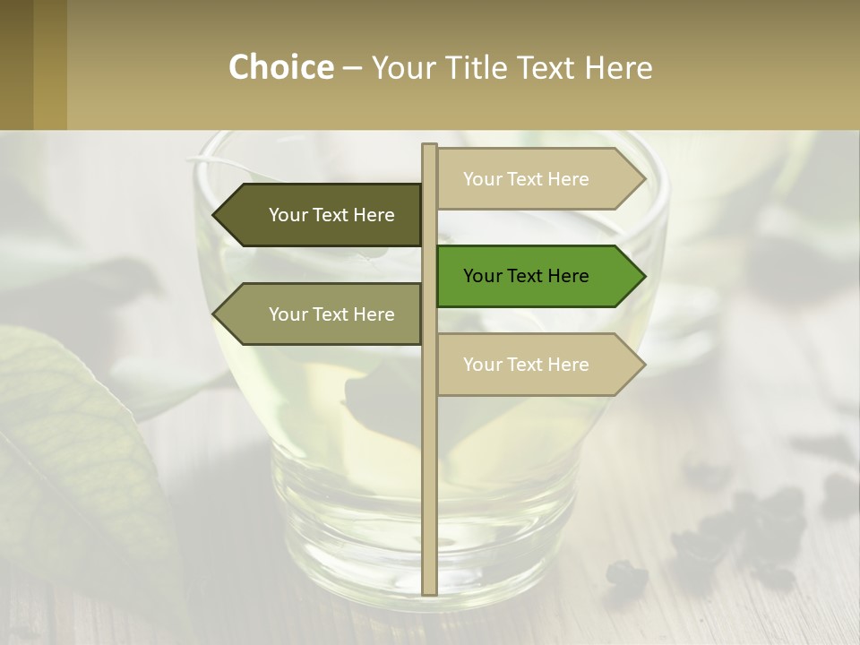 Two Glasses Of Green Tea With Leaves On A Table PowerPoint Template