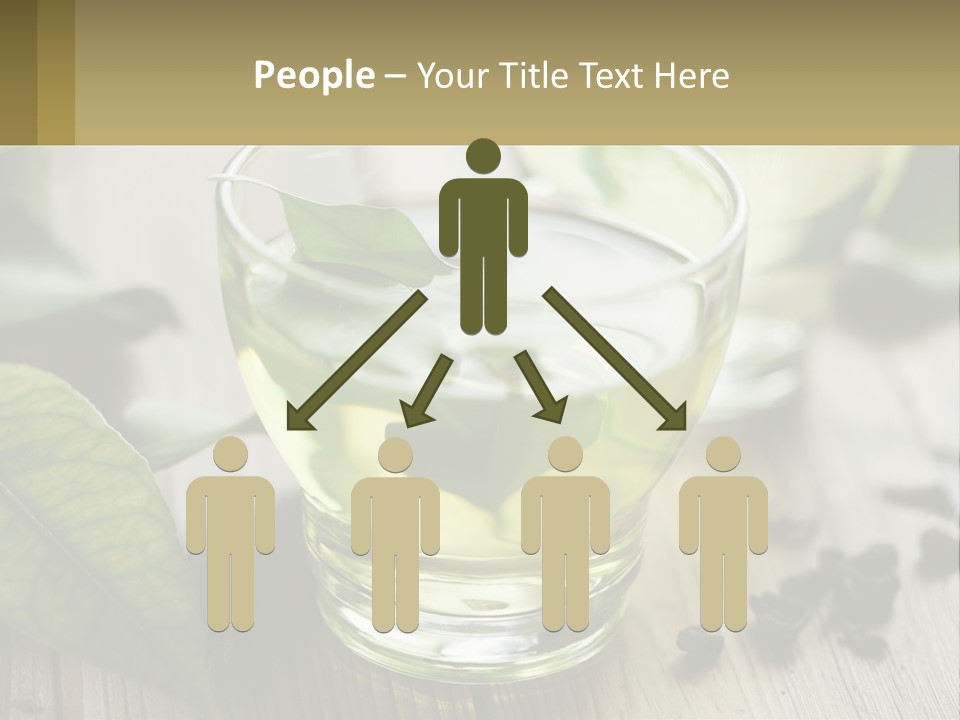 Two Glasses Of Green Tea With Leaves On A Table PowerPoint Template