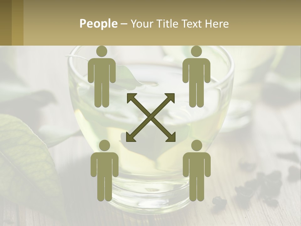 Two Glasses Of Green Tea With Leaves On A Table PowerPoint Template