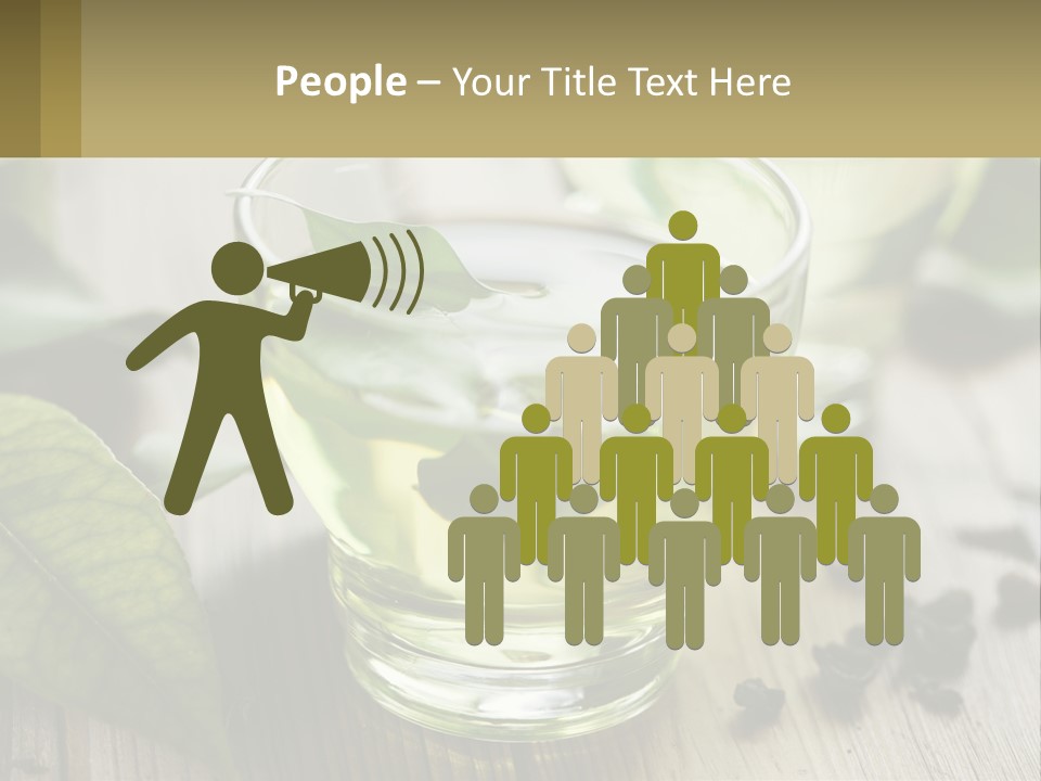 Two Glasses Of Green Tea With Leaves On A Table PowerPoint Template