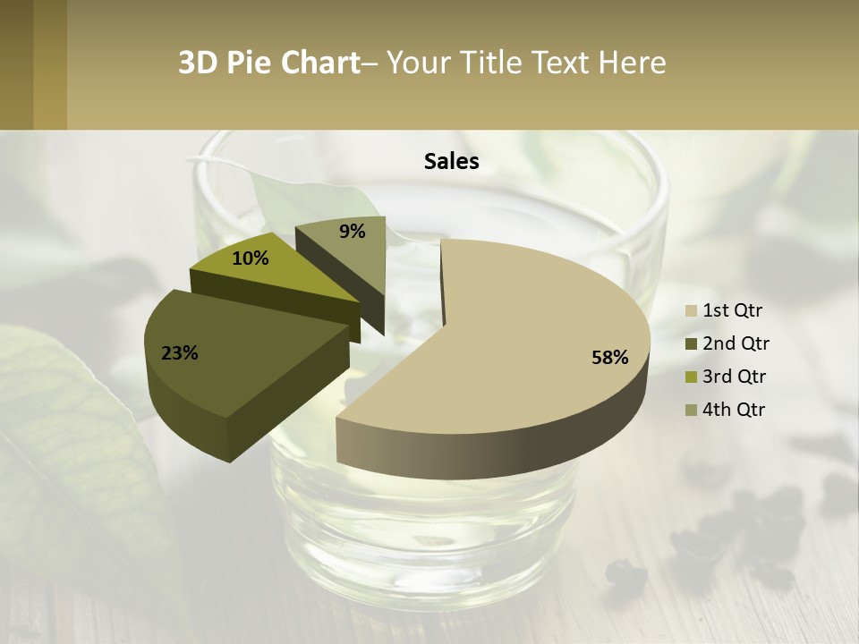 Two Glasses Of Green Tea With Leaves On A Table PowerPoint Template