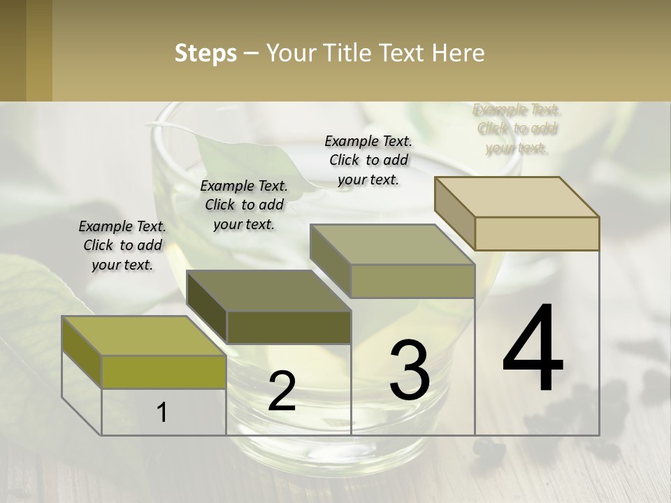 Two Glasses Of Green Tea With Leaves On A Table PowerPoint Template