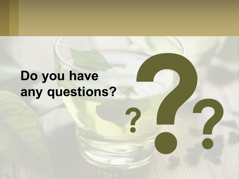 Two Glasses Of Green Tea With Leaves On A Table PowerPoint Template