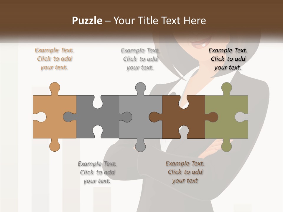 A Woman In A Business Suit Standing With Her Arms Crossed PowerPoint Template