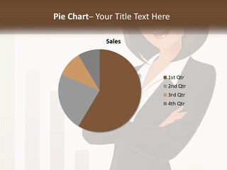 A Woman In A Business Suit Standing With Her Arms Crossed PowerPoint Template