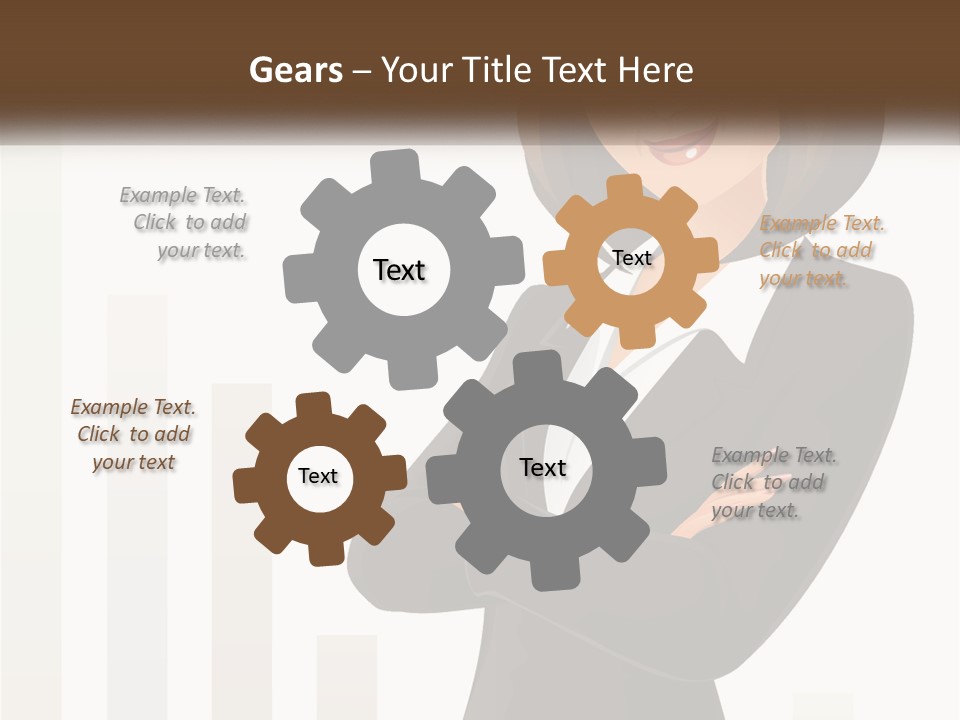 A Woman In A Business Suit Standing With Her Arms Crossed PowerPoint Template