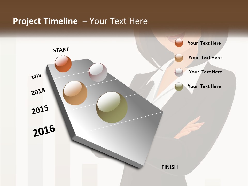 A Woman In A Business Suit Standing With Her Arms Crossed PowerPoint Template