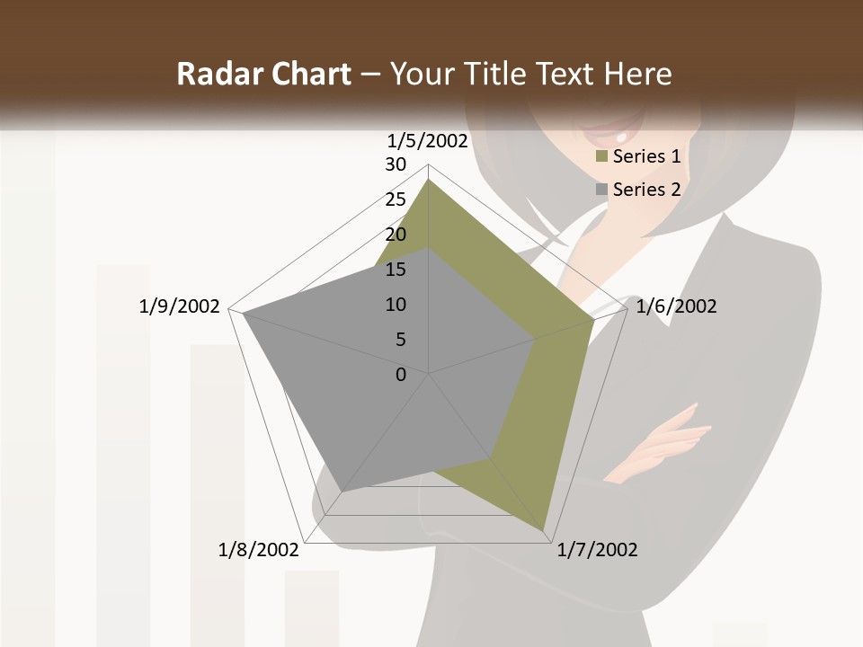 A Woman In A Business Suit Standing With Her Arms Crossed PowerPoint Template