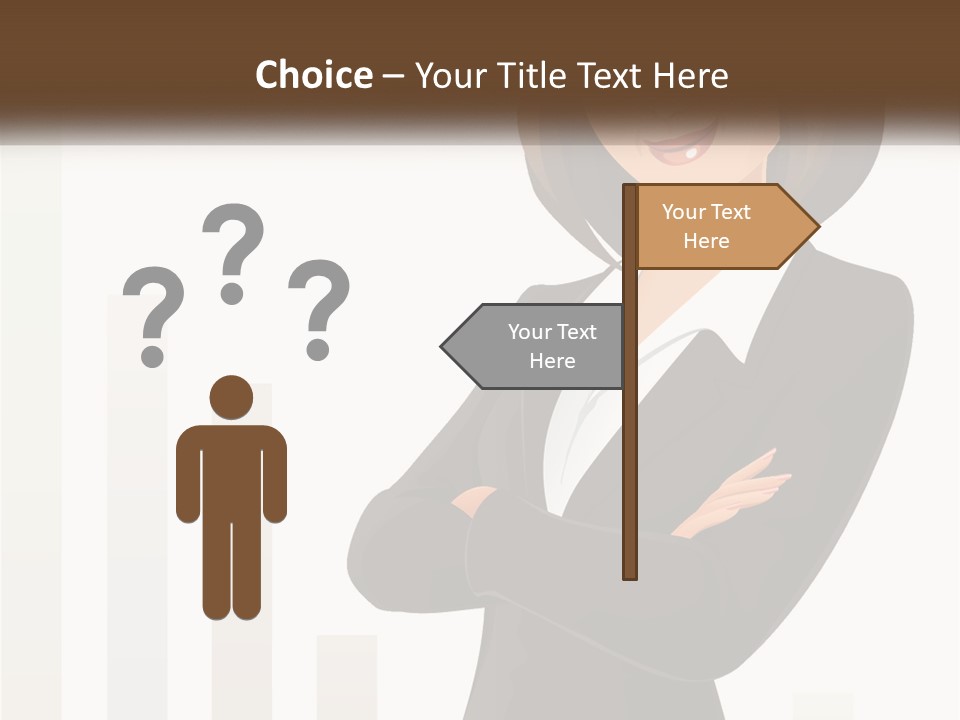 A Woman In A Business Suit Standing With Her Arms Crossed PowerPoint Template