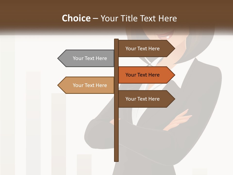 A Woman In A Business Suit Standing With Her Arms Crossed PowerPoint Template