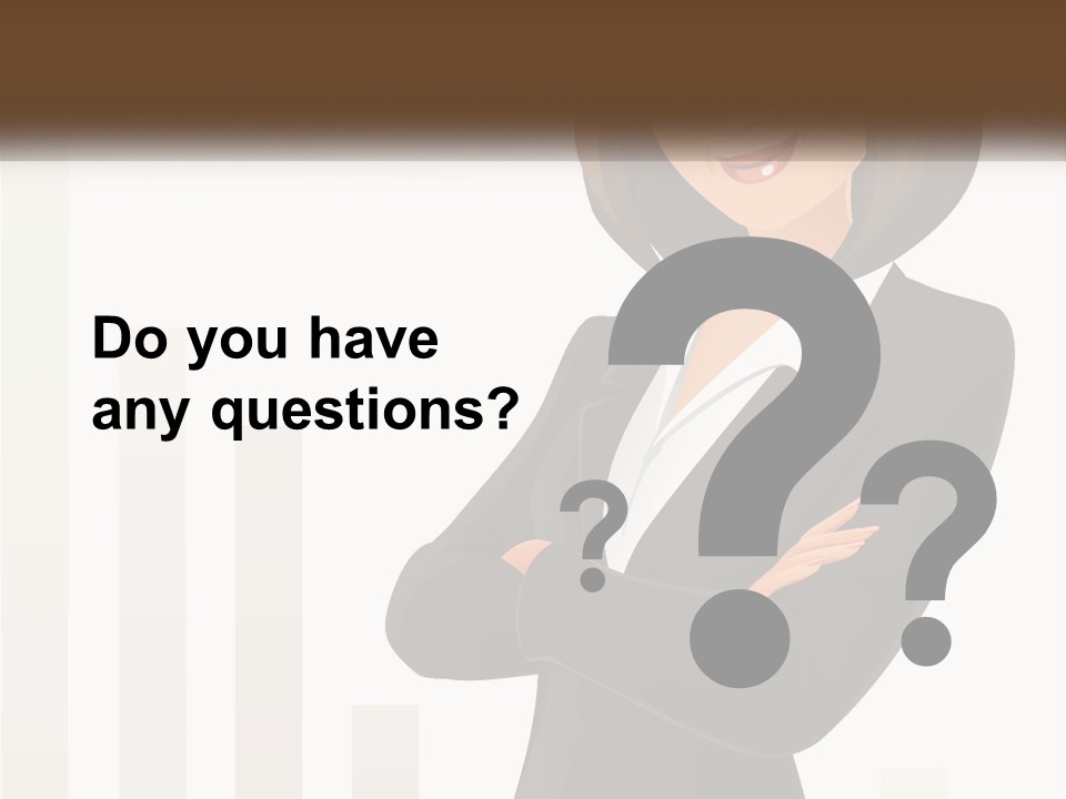 A Woman In A Business Suit Standing With Her Arms Crossed PowerPoint Template