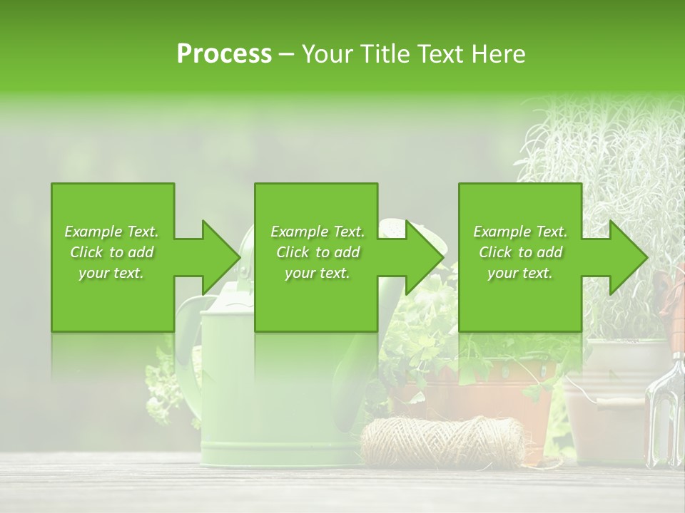 A Green Watering Can Sitting On Top Of A Wooden Table PowerPoint Template