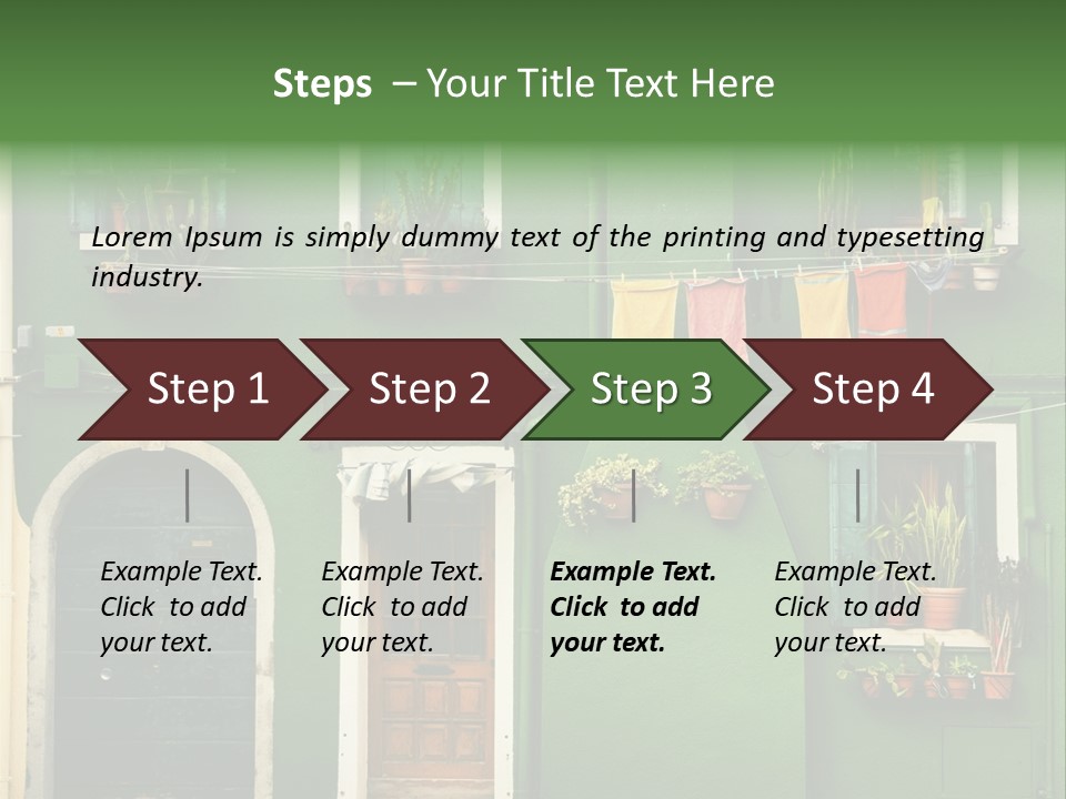 A Green Building With Potted Plants On The Windows PowerPoint Template