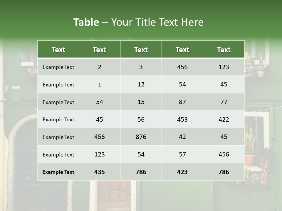 A Green Building With Potted Plants On The Windows PowerPoint Template
