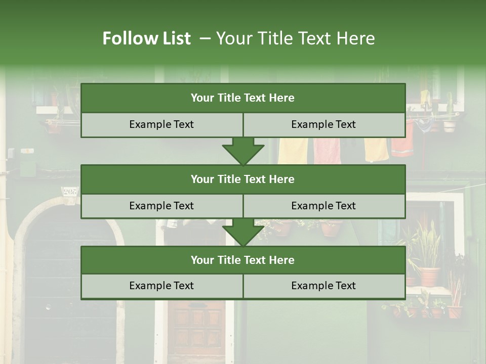 A Green Building With Potted Plants On The Windows PowerPoint Template