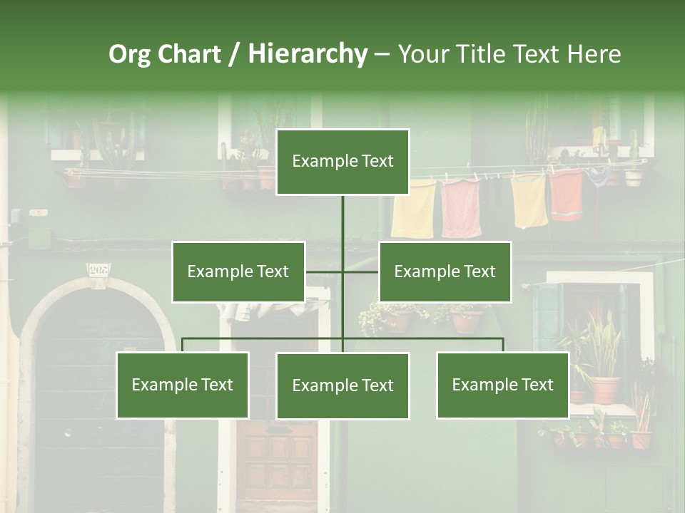 A Green Building With Potted Plants On The Windows PowerPoint Template