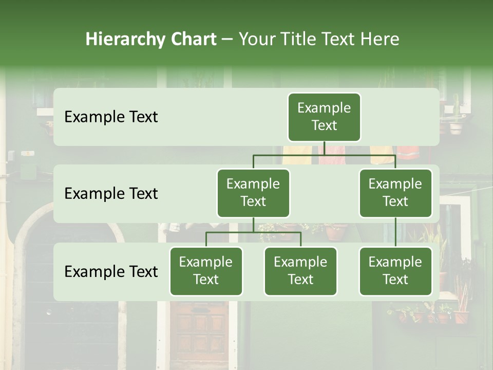 A Green Building With Potted Plants On The Windows PowerPoint Template