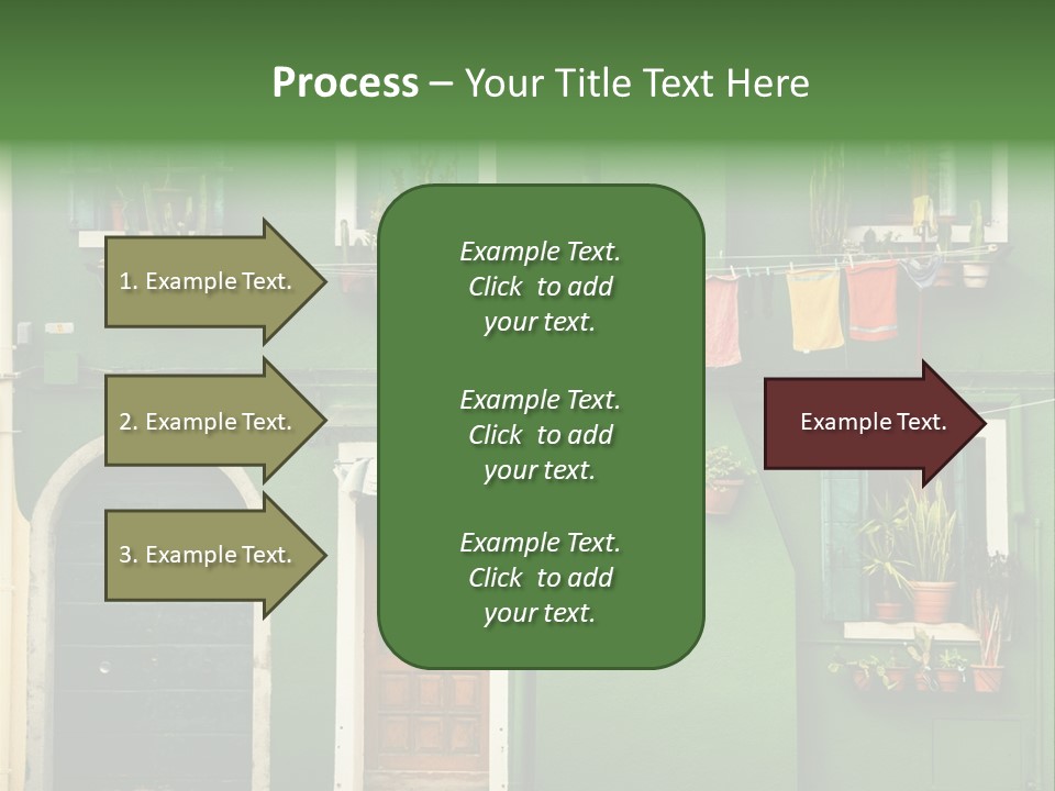 A Green Building With Potted Plants On The Windows PowerPoint Template