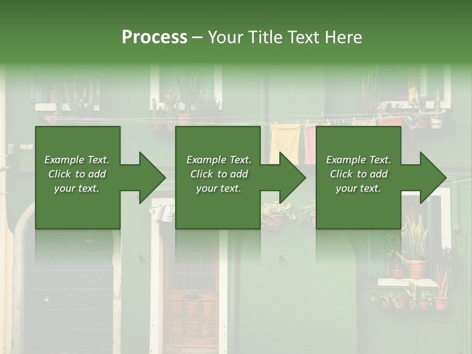 A Green Building With Potted Plants On The Windows PowerPoint Template