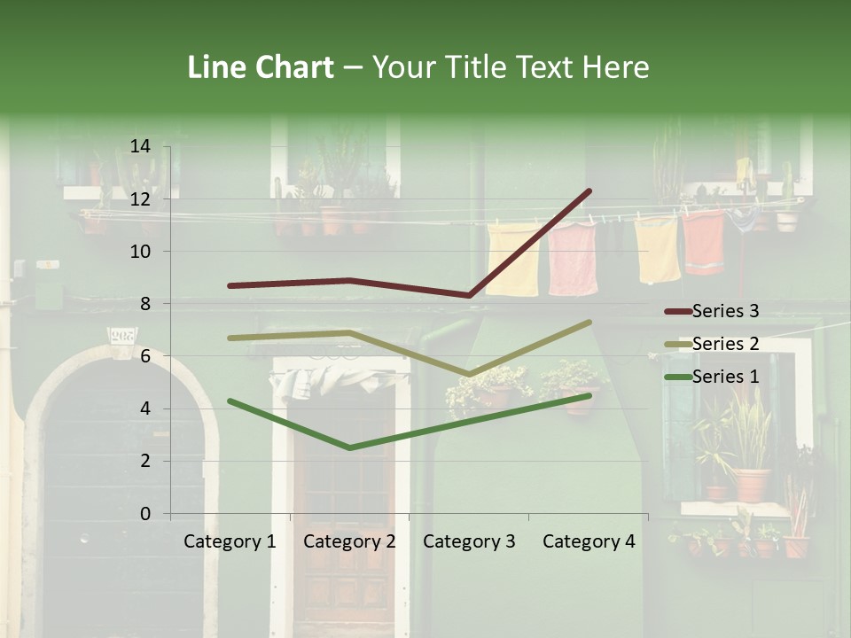A Green Building With Potted Plants On The Windows PowerPoint Template