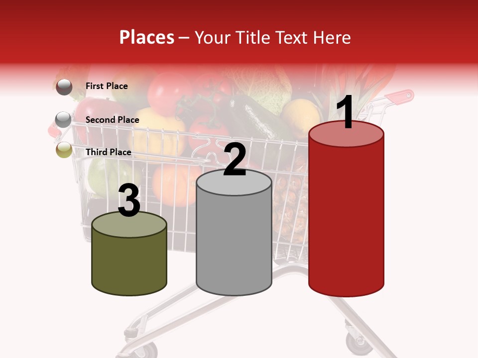 A Shopping Cart Full Of Fresh Fruits And Vegetables PowerPoint Template