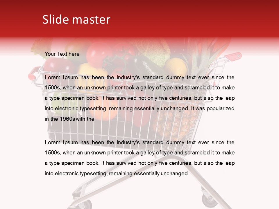 A Shopping Cart Full Of Fresh Fruits And Vegetables PowerPoint Template