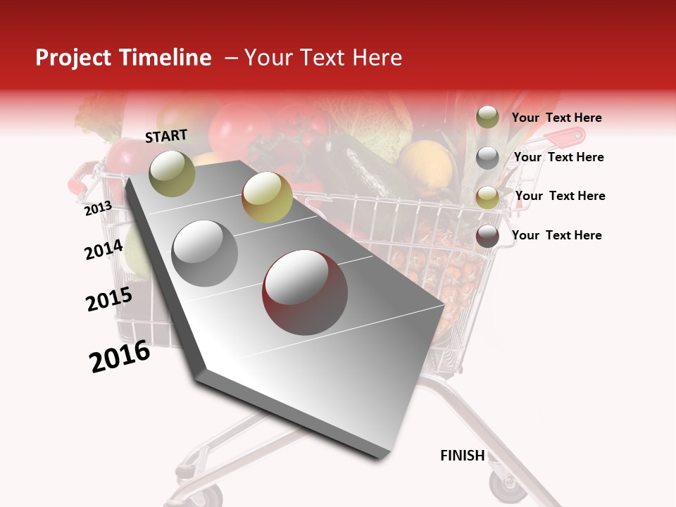 A Shopping Cart Full Of Fresh Fruits And Vegetables PowerPoint Template