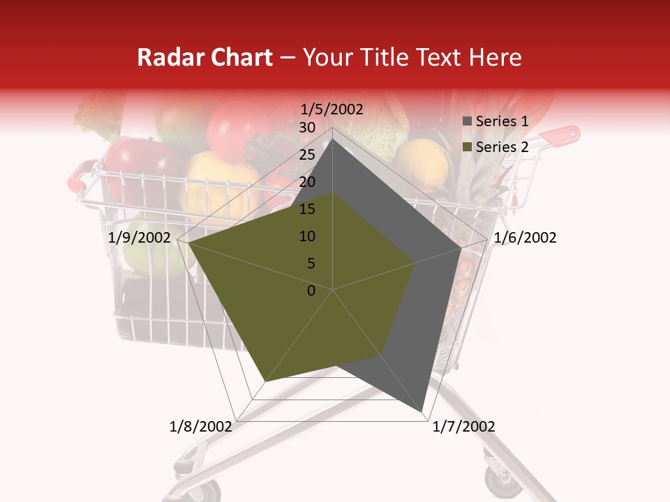 A Shopping Cart Full Of Fresh Fruits And Vegetables PowerPoint Template