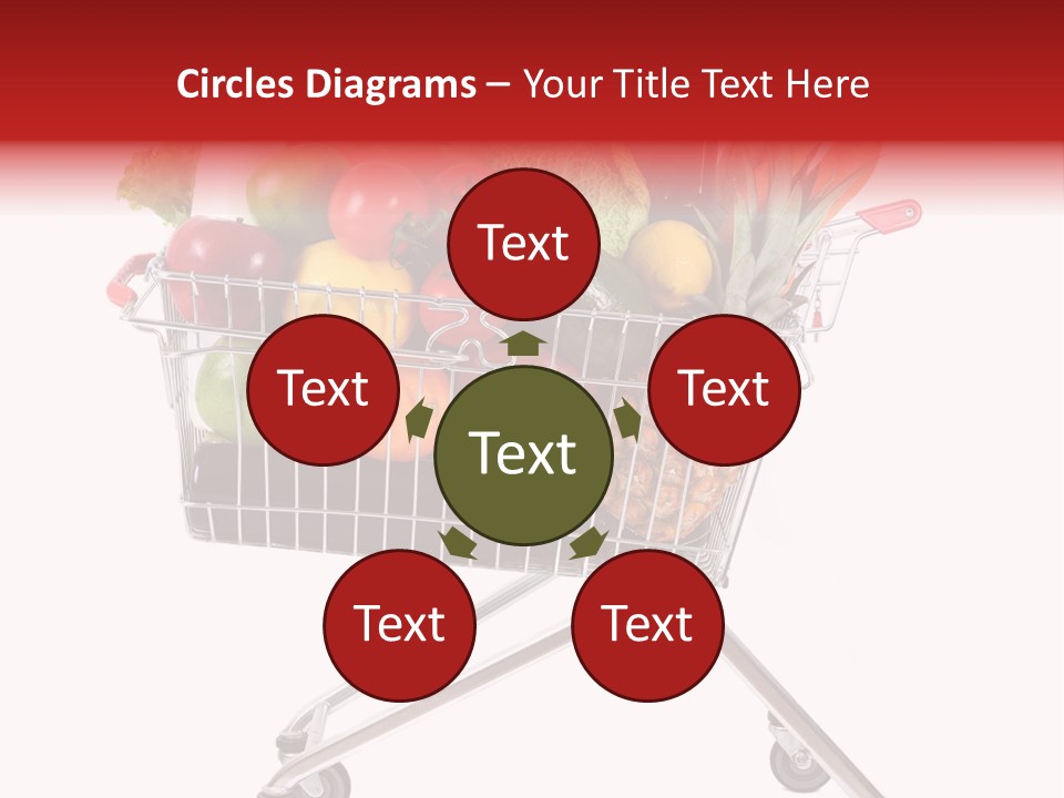 A Shopping Cart Full Of Fresh Fruits And Vegetables PowerPoint Template
