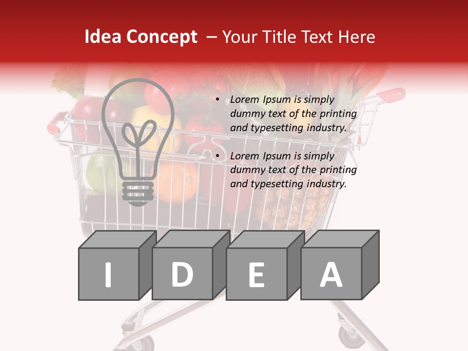 A Shopping Cart Full Of Fresh Fruits And Vegetables PowerPoint Template