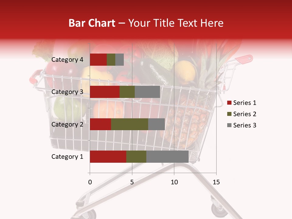 A Shopping Cart Full Of Fresh Fruits And Vegetables PowerPoint Template