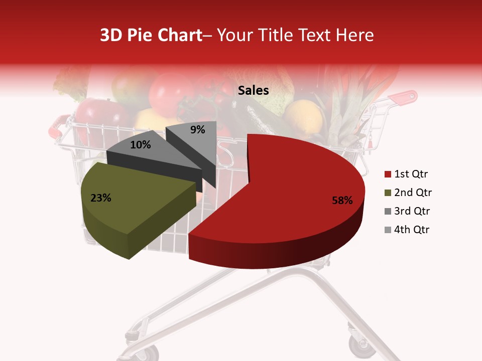 A Shopping Cart Full Of Fresh Fruits And Vegetables PowerPoint Template