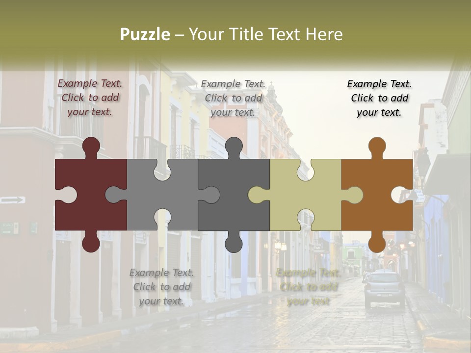 A Row Of Colorful Buildings On A City Street PowerPoint Template