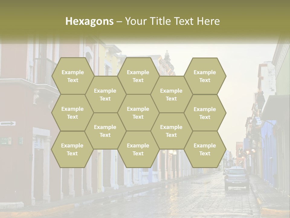 A Row Of Colorful Buildings On A City Street PowerPoint Template