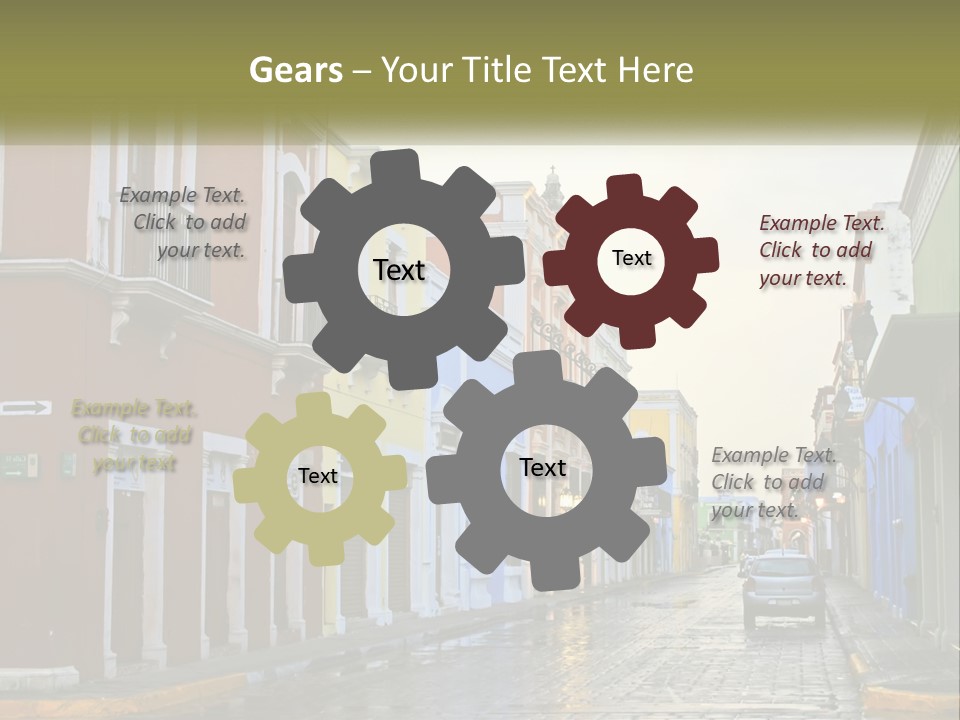 A Row Of Colorful Buildings On A City Street PowerPoint Template