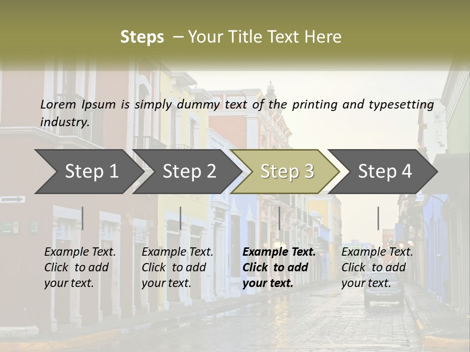 A Row Of Colorful Buildings On A City Street PowerPoint Template