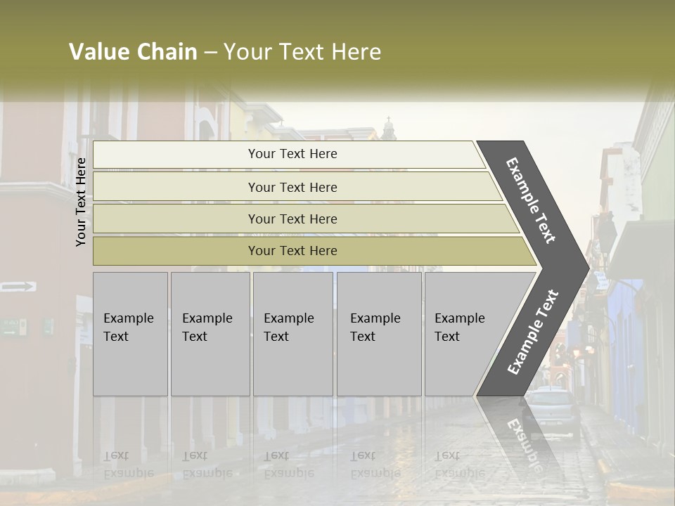 A Row Of Colorful Buildings On A City Street PowerPoint Template