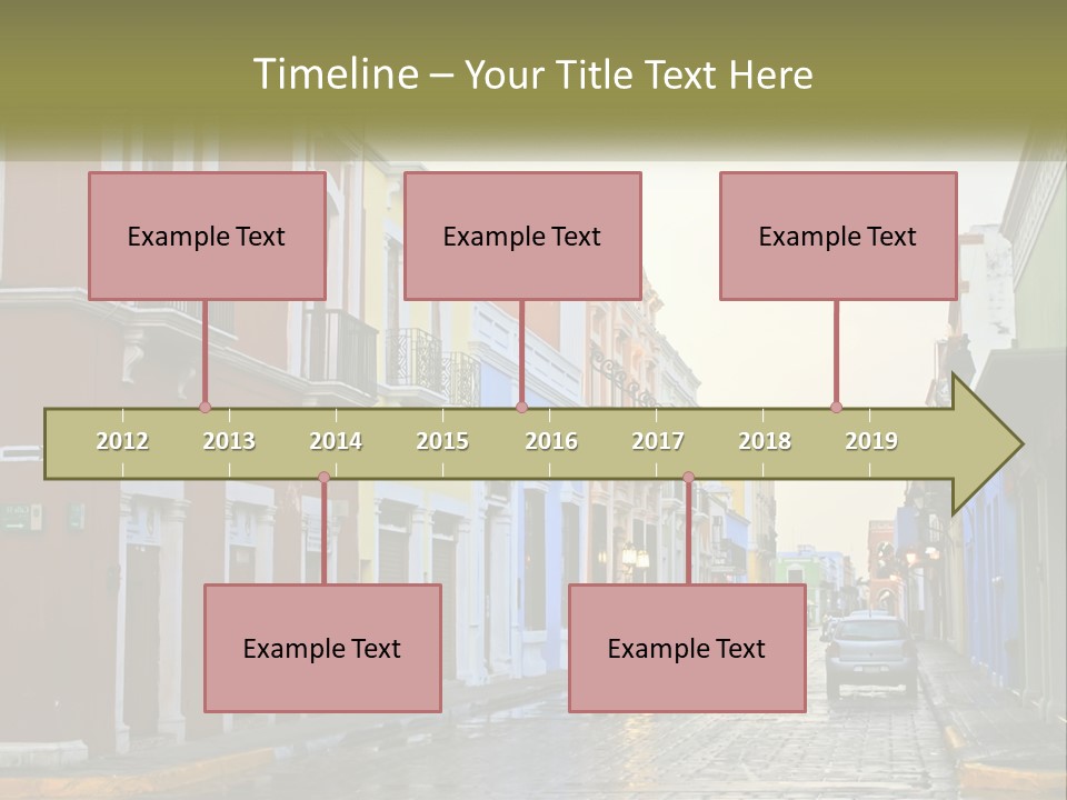 A Row Of Colorful Buildings On A City Street PowerPoint Template