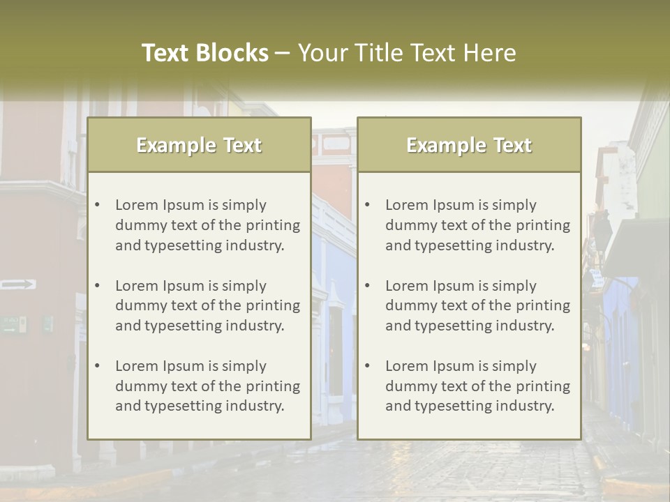 A Row Of Colorful Buildings On A City Street PowerPoint Template