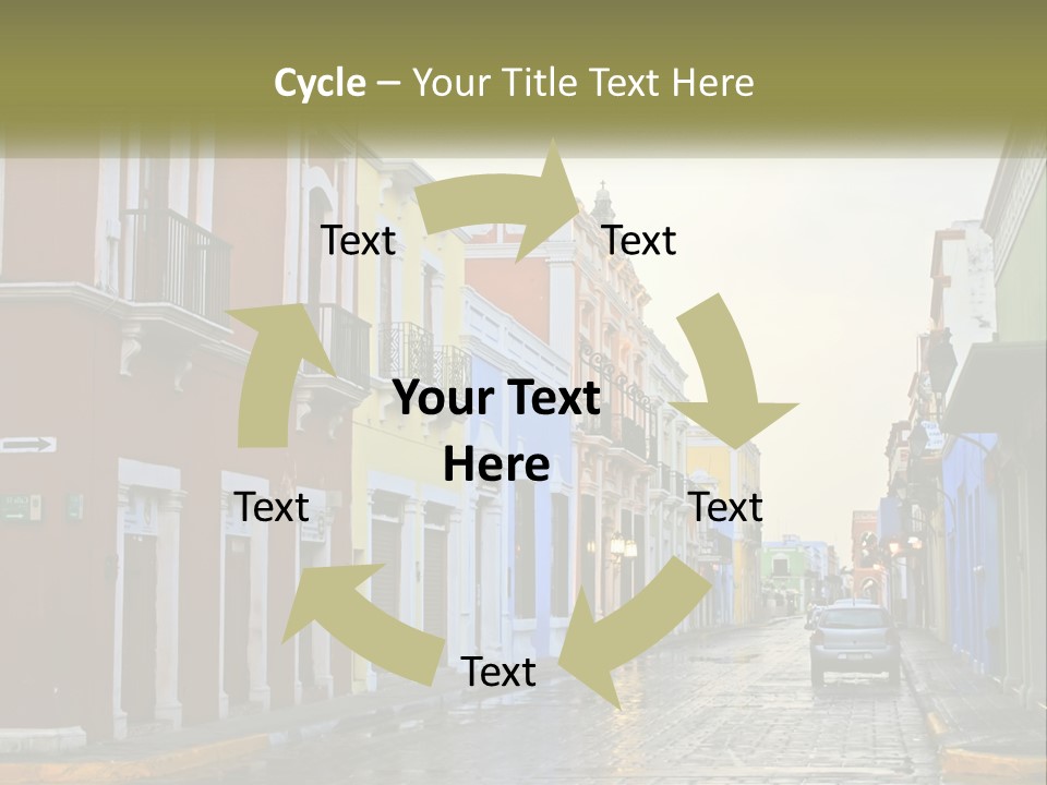A Row Of Colorful Buildings On A City Street PowerPoint Template