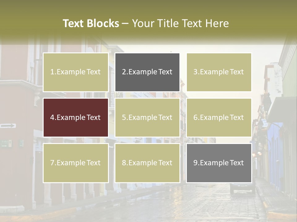 A Row Of Colorful Buildings On A City Street PowerPoint Template