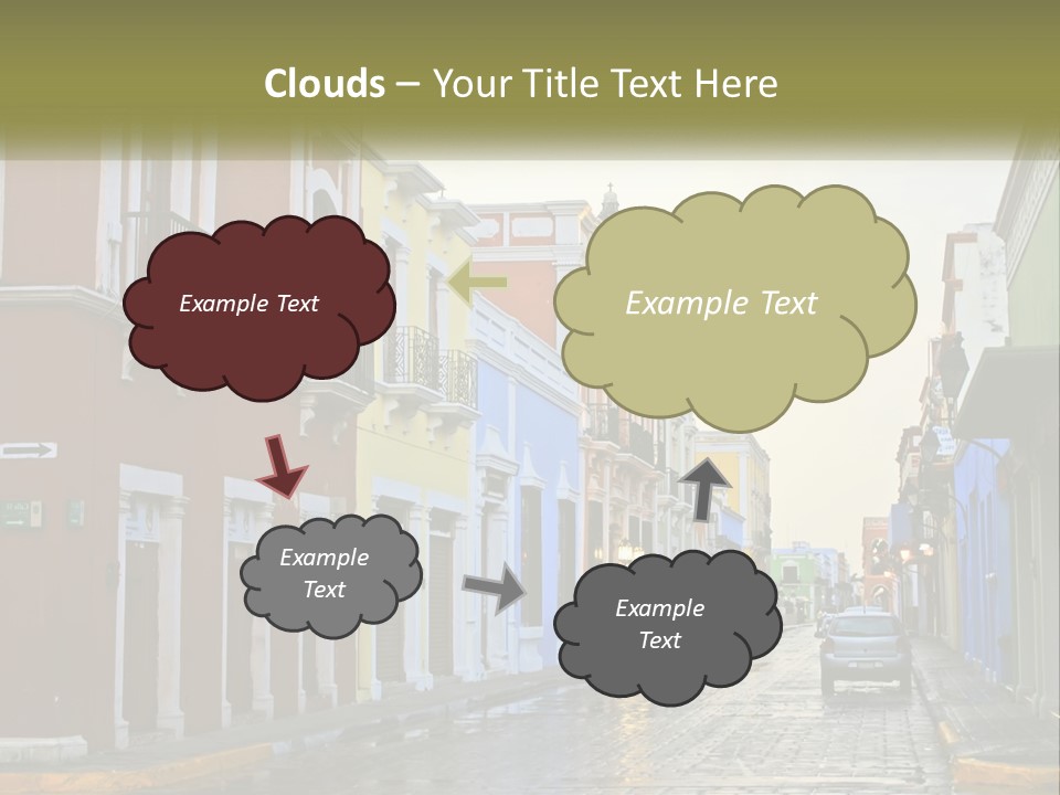 A Row Of Colorful Buildings On A City Street PowerPoint Template