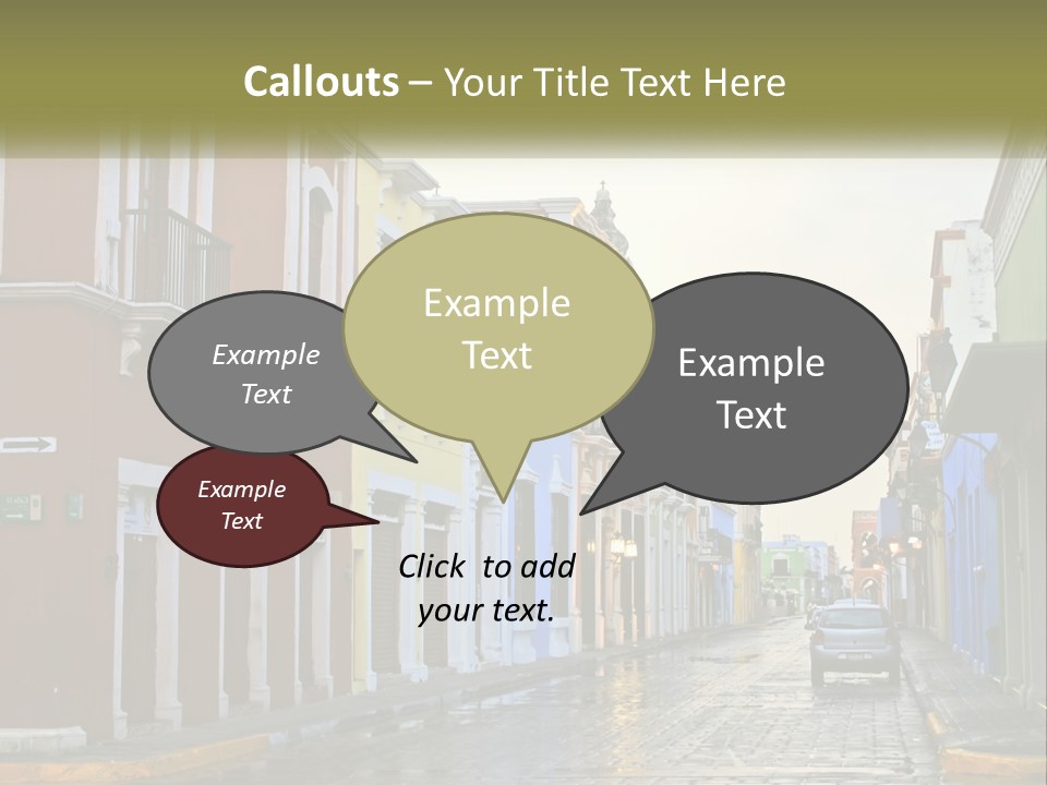 A Row Of Colorful Buildings On A City Street PowerPoint Template
