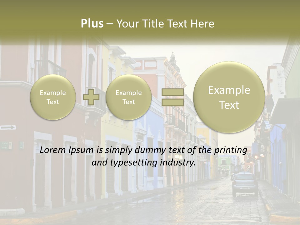 A Row Of Colorful Buildings On A City Street PowerPoint Template