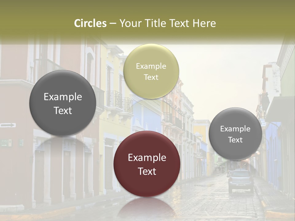 A Row Of Colorful Buildings On A City Street PowerPoint Template