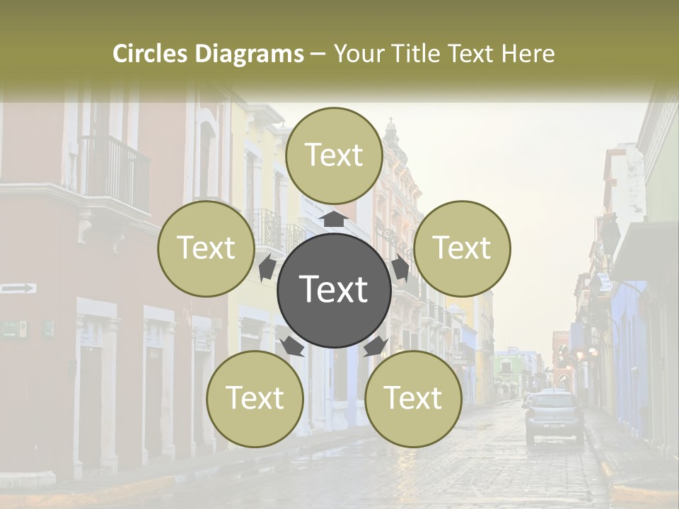 A Row Of Colorful Buildings On A City Street PowerPoint Template