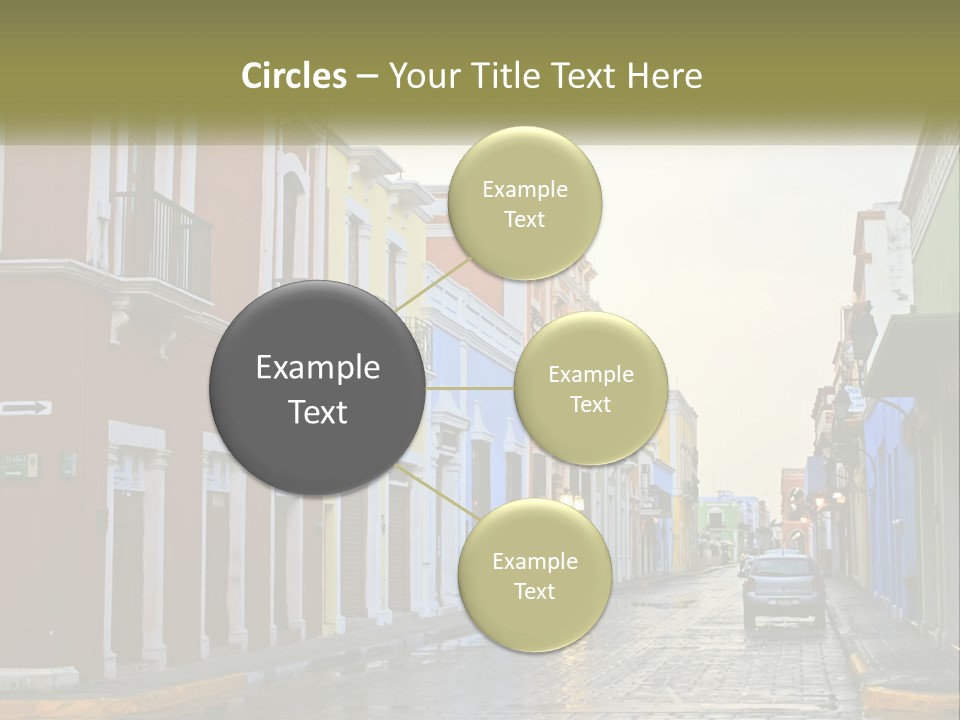 A Row Of Colorful Buildings On A City Street PowerPoint Template