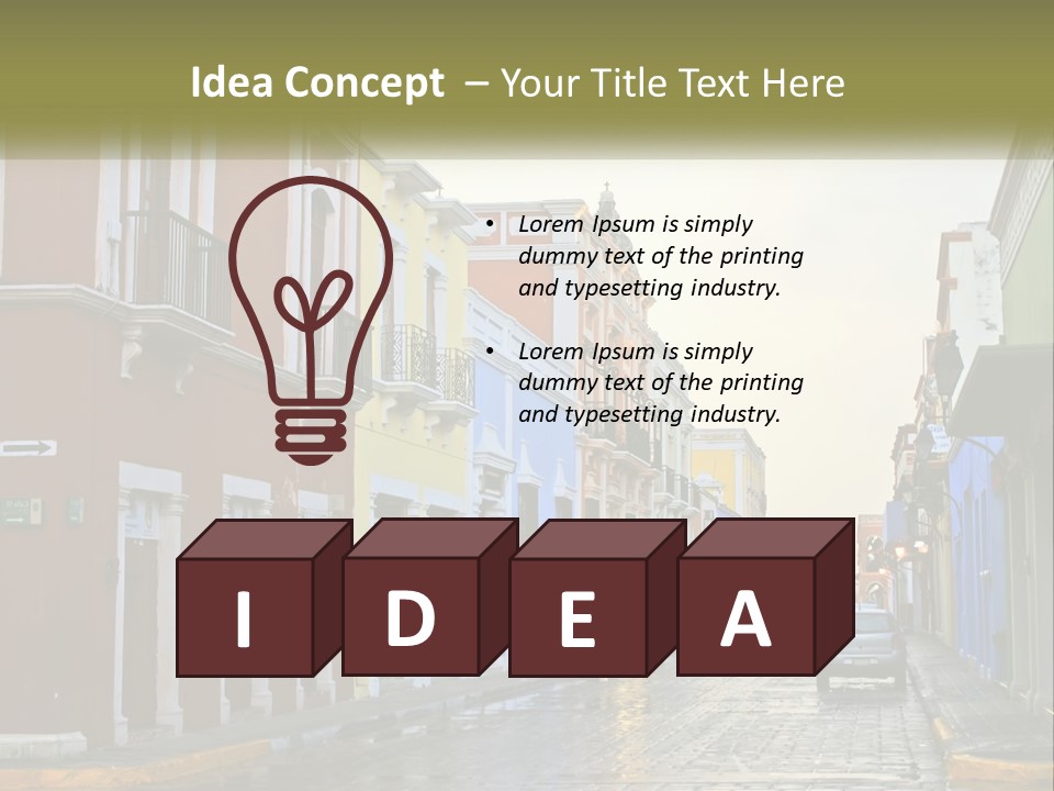 A Row Of Colorful Buildings On A City Street PowerPoint Template