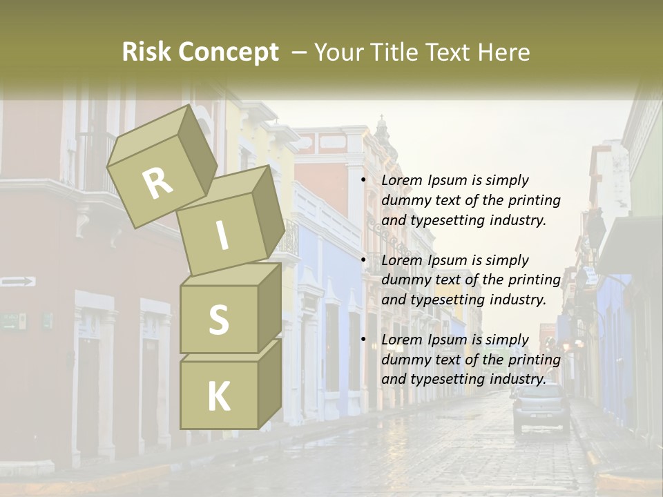 A Row Of Colorful Buildings On A City Street PowerPoint Template